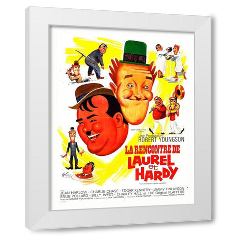 Laurel and Hardy - French -  Further Perils of Laurel and Hardy, 1931 White Modern Wood Framed Art Print by Hollywood Photo Archive