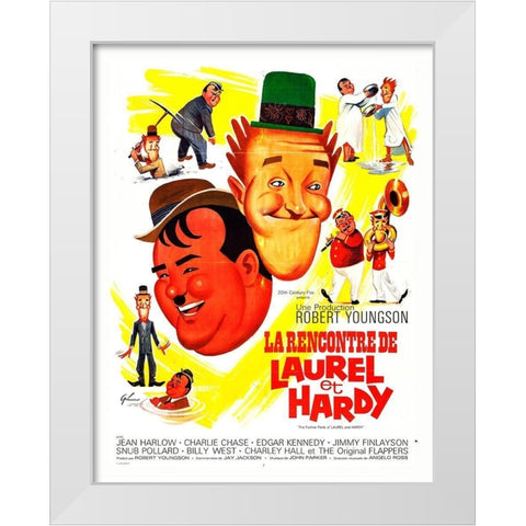Laurel and Hardy - French -  Further Perils of Laurel and Hardy, 1931 White Modern Wood Framed Art Print by Hollywood Photo Archive