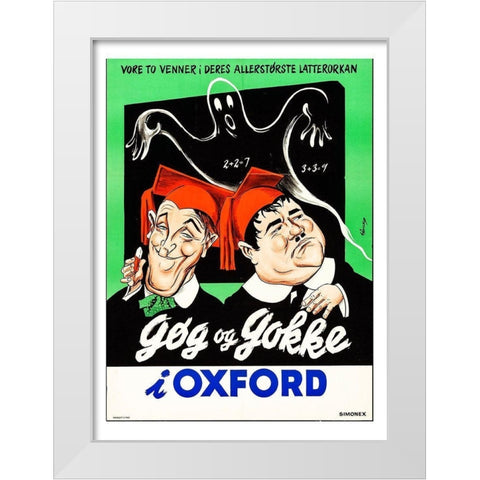 Laurel and Hardy - Norwegian - A Chump At Oxford White Modern Wood Framed Art Print by Hollywood Photo Archive