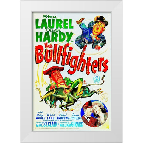 Laurel and Hardy - The Bullfighters, 1945 White Modern Wood Framed Art Print by Hollywood Photo Archive