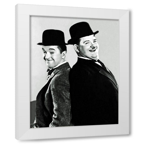 Laurel and Hardy - Portrait, 1933 White Modern Wood Framed Art Print by Hollywood Photo Archive