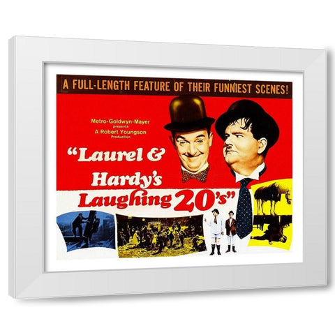 Laurel and Hardy - The Perils of Laurel and Hardy White Modern Wood Framed Art Print by Hollywood Photo Archive