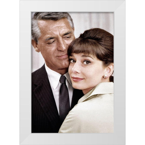 Cary Grant - Charade White Modern Wood Framed Art Print by Hollywood Photo Archive