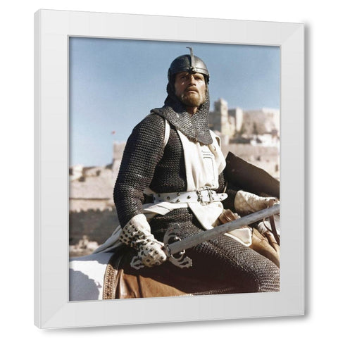 Charlton Heston - El Cid White Modern Wood Framed Art Print by Hollywood Photo Archive
