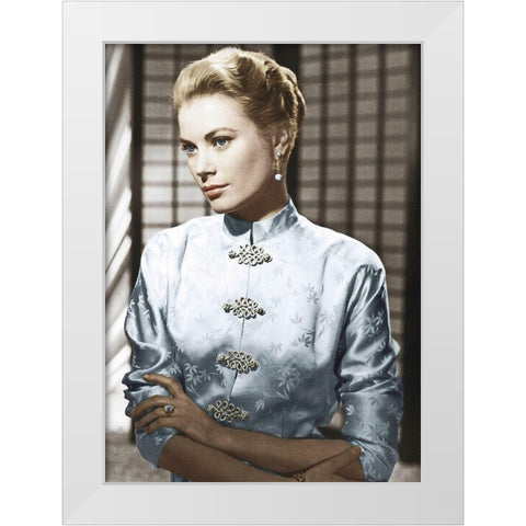 Grace Kelly White Modern Wood Framed Art Print by Hollywood Photo Archive