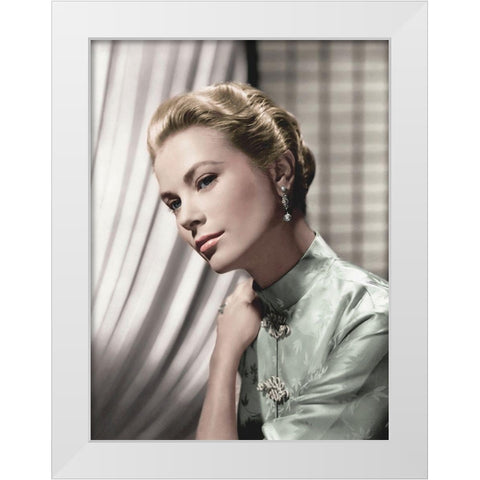Grace Kelly White Modern Wood Framed Art Print by Hollywood Photo Archive