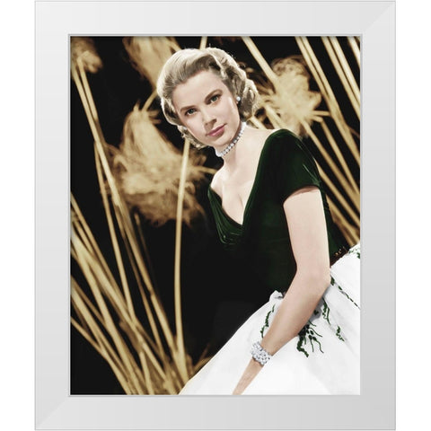 Grace Kelly White Modern Wood Framed Art Print by Hollywood Photo Archive