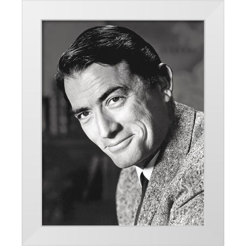 Gregory Peck White Modern Wood Framed Art Print by Hollywood Photo Archive