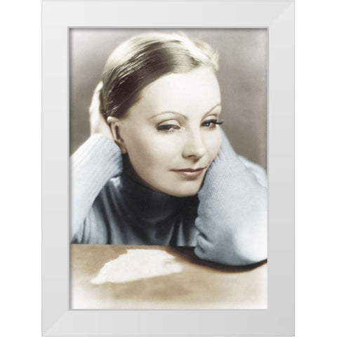 Greta Garbo White Modern Wood Framed Art Print by Hollywood Photo Archive