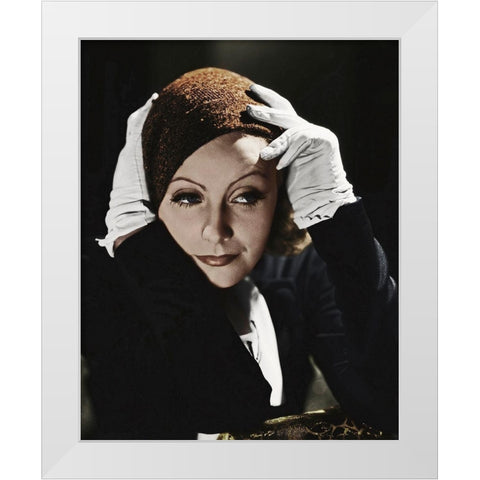 Greta Garbo White Modern Wood Framed Art Print by Hollywood Photo Archive