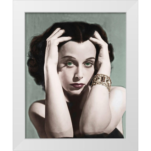 Hedy Lamarr White Modern Wood Framed Art Print by Hollywood Photo Archive