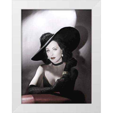Hedy Lamarr White Modern Wood Framed Art Print by Hollywood Photo Archive