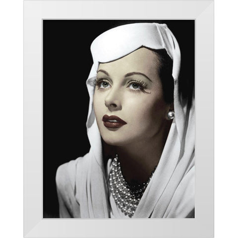 Hedy Lamarr White Modern Wood Framed Art Print by Hollywood Photo Archive