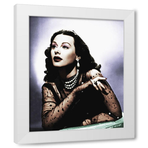 Hedy Lamarr 103 White Modern Wood Framed Art Print by Hollywood Photo Archive