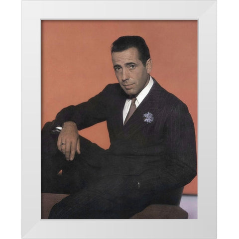 Humphrey Bogart White Modern Wood Framed Art Print by Hollywood Photo Archive