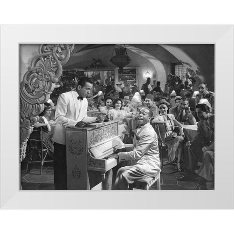 Humphrey Bogart - Casablanca White Modern Wood Framed Art Print by Hollywood Photo Archive