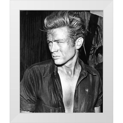 James Dean White Modern Wood Framed Art Print by Hollywood Photo Archive