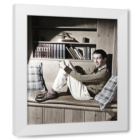 James Stewart White Modern Wood Framed Art Print by Hollywood Photo Archive