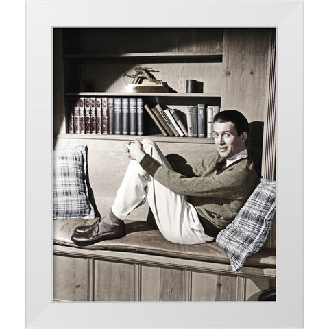 James Stewart White Modern Wood Framed Art Print by Hollywood Photo Archive