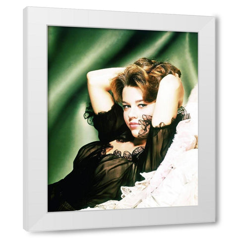 Jane Fonda White Modern Wood Framed Art Print by Hollywood Photo Archive