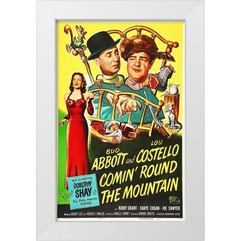 Abbott and Costello - Comin Round The Mountain White Modern Wood Framed Art Print by Hollywood Photo Archive