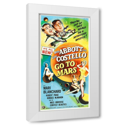 Abbott and Costello - Go To Mars White Modern Wood Framed Art Print by Hollywood Photo Archive