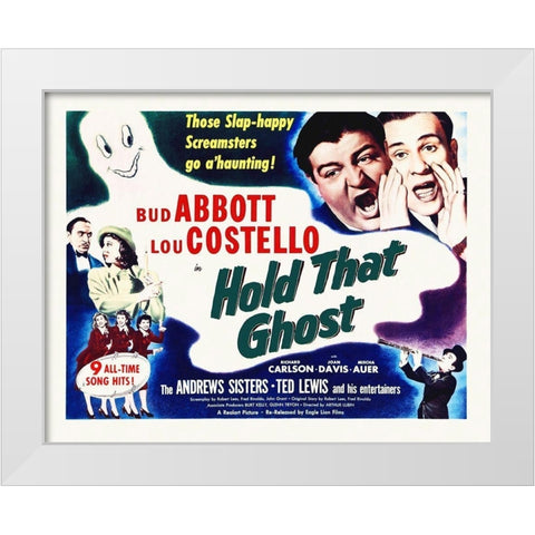 Abbott and Costello - Hold That Ghost White Modern Wood Framed Art Print by Hollywood Photo Archive