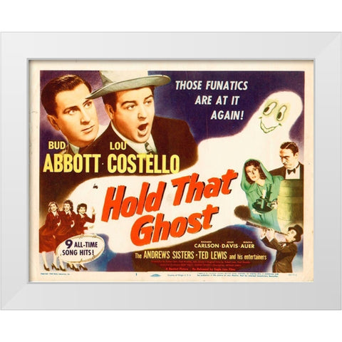 Abbott and Costello - Hold That Ghost White Modern Wood Framed Art Print by Hollywood Photo Archive