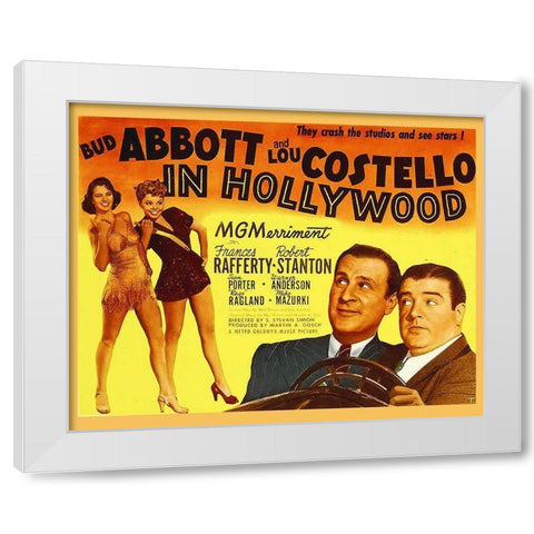 Abbott and Costello - In Hollywood White Modern Wood Framed Art Print by Hollywood Photo Archive