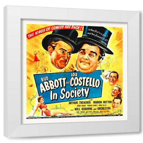 Abbott and Costello - In Society White Modern Wood Framed Art Print by Hollywood Photo Archive