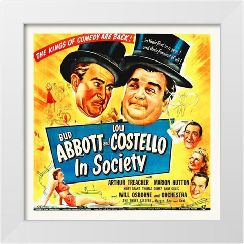 Abbott and Costello - In Society White Modern Wood Framed Art Print by Hollywood Photo Archive