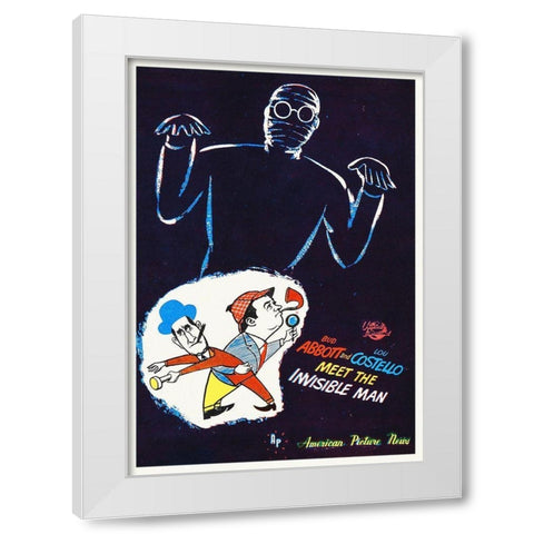 Abbott and Costello - Invisible Man White Modern Wood Framed Art Print by Hollywood Photo Archive