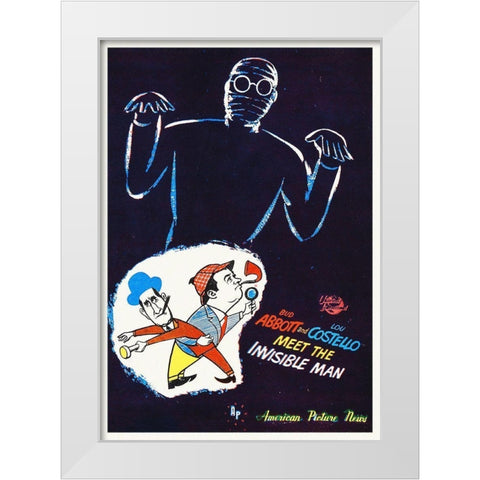 Abbott and Costello - Invisible Man White Modern Wood Framed Art Print by Hollywood Photo Archive