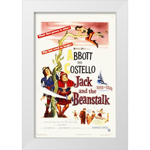 Abbott and Costello - Jack And The Beanstalk White Modern Wood Framed Art Print by Hollywood Photo Archive