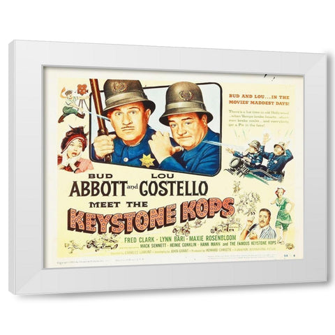 Abbott and Costello - Keystone Kops White Modern Wood Framed Art Print by Hollywood Photo Archive