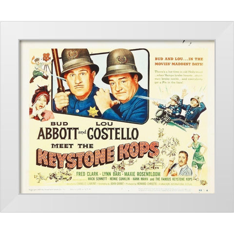 Abbott and Costello - Keystone Kops White Modern Wood Framed Art Print by Hollywood Photo Archive
