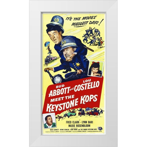 Abbott and Costello - Keystone Kops White Modern Wood Framed Art Print by Hollywood Photo Archive