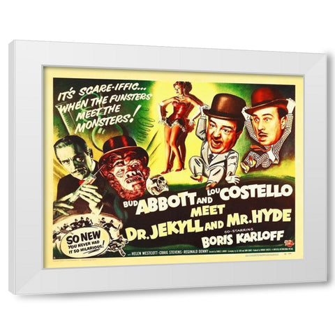 Abbott and Costello - Meet Dr Jekyll And Mr. Hyde White Modern Wood Framed Art Print by Hollywood Photo Archive