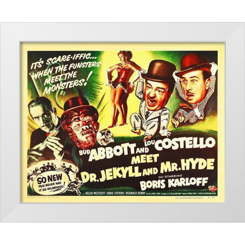Abbott and Costello - Meet Dr Jekyll And Mr. Hyde White Modern Wood Framed Art Print by Hollywood Photo Archive