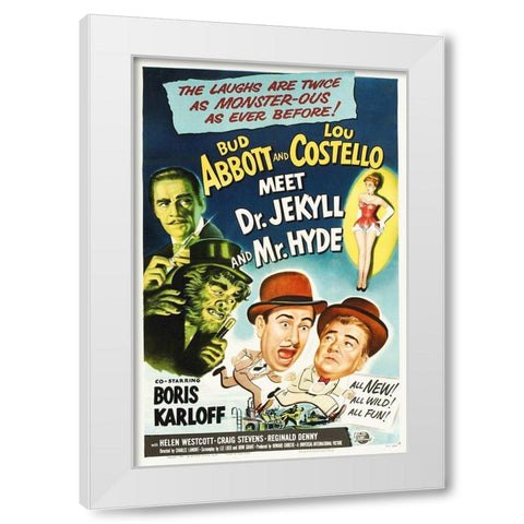 Abbott and Costello - Meet Dr-Jekyll And Mr-Hyde White Modern Wood Framed Art Print by Hollywood Photo Archive