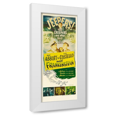 Abbott and Costello - Meet Frankenstein White Modern Wood Framed Art Print by Hollywood Photo Archive