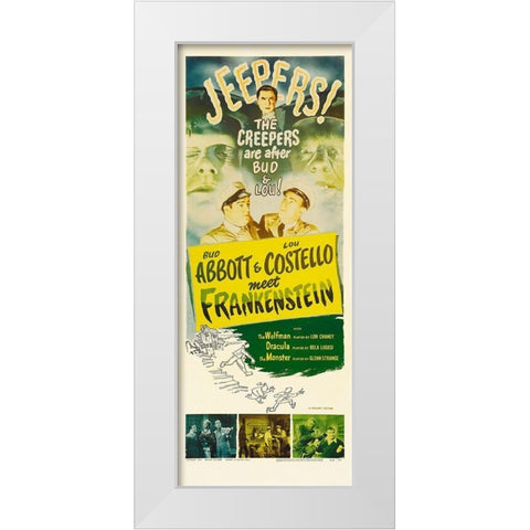 Abbott and Costello - Meet Frankenstein White Modern Wood Framed Art Print by Hollywood Photo Archive