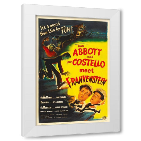Abbott and Costello - Meet Frankenstein White Modern Wood Framed Art Print by Hollywood Photo Archive