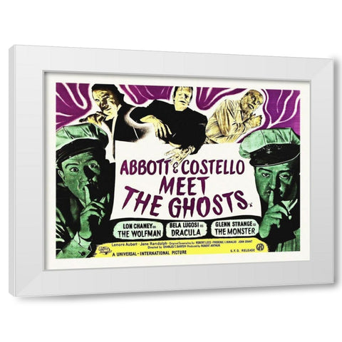 Abbott and Costello - Meet The Ghosts White Modern Wood Framed Art Print by Hollywood Photo Archive