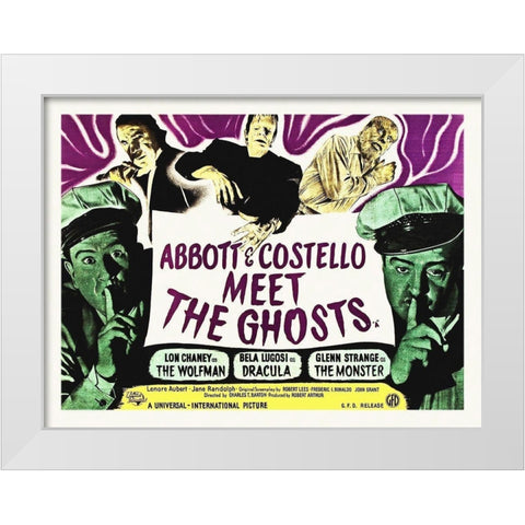 Abbott and Costello - Meet The Ghosts White Modern Wood Framed Art Print by Hollywood Photo Archive