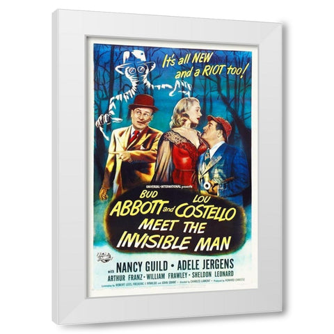 Abbott and Costello - Meet The Invisible Man White Modern Wood Framed Art Print by Hollywood Photo Archive