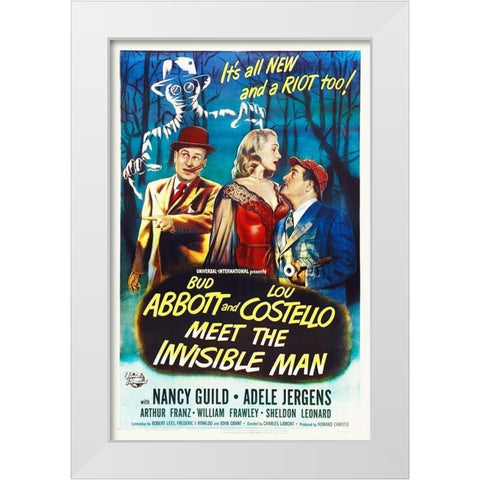 Abbott and Costello - Meet The Invisible Man White Modern Wood Framed Art Print by Hollywood Photo Archive
