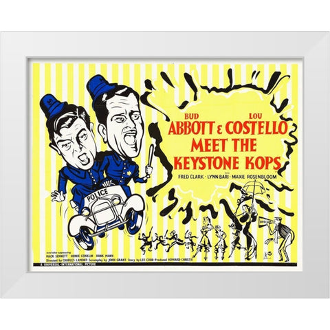 Abbott and Costello - Meet The Keystone Kops White Modern Wood Framed Art Print by Hollywood Photo Archive