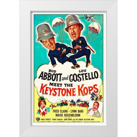 Abbott and Costello - Meet The Keystone Kops White Modern Wood Framed Art Print by Hollywood Photo Archive