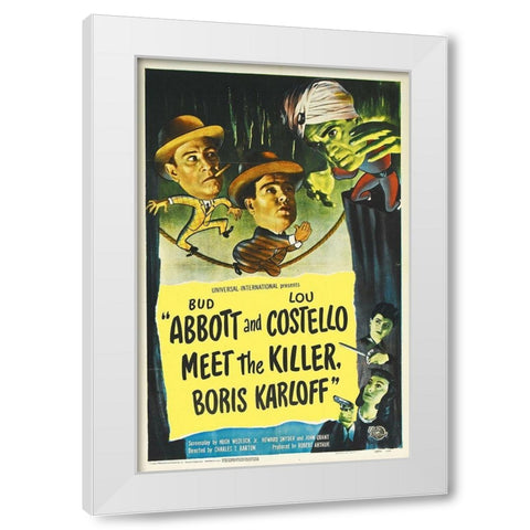 Abbott and Costello - Meet The Killer White Modern Wood Framed Art Print by Hollywood Photo Archive